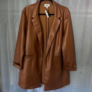 Cognac Pleather blazer